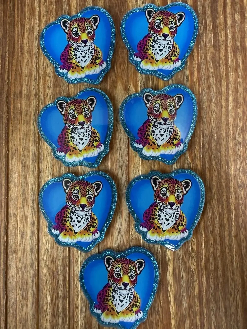 7 Pc Lisa Frank Tiger Acrylic Flatbacks